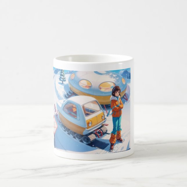 Mug Fille avec motoneige rétro (Centre)