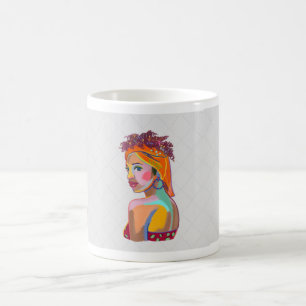 Mug Fille Belle Art Abstrait Coloré Design
