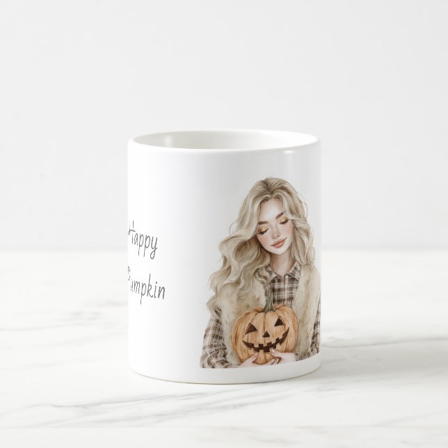 Mug Fille Blonde Citrouille Heureuse Halloween (Centre)