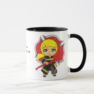 Mug Fille blonde de sapeur-pompier de Kawaii