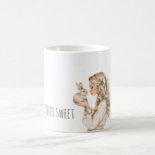 Mug Fille blonde lapin bunny La vie est douce