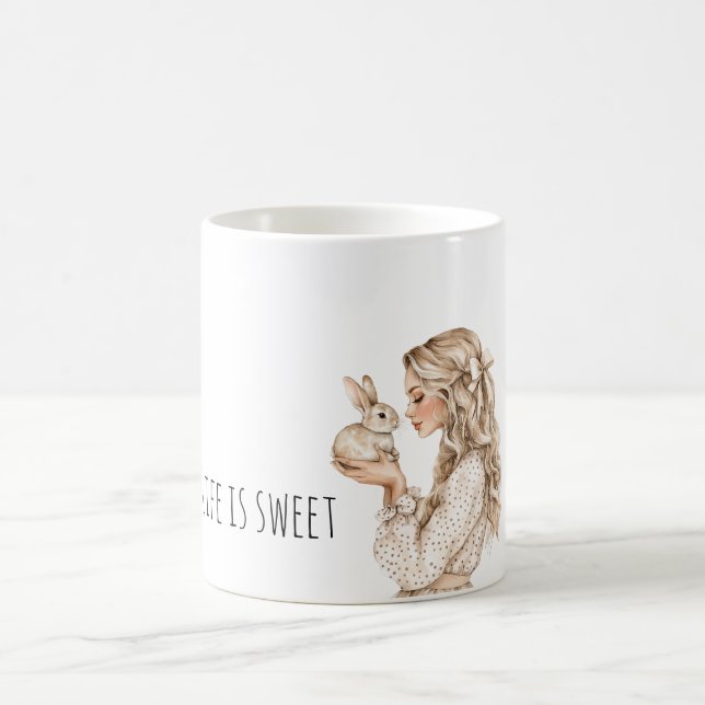 Mug Fille blonde lapin bunny La vie est douce (Centre)