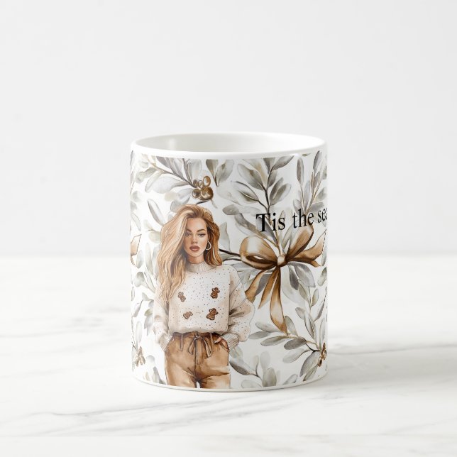 Mug Fille Blonde Marron Gâteau Noël Arc (Centre)