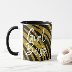 Mug Fille Boss Zebra Stripes & Faux Gold Parties scint