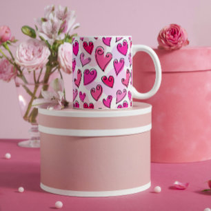 Mug Fille Coeurs Roses Cute Romantic Valentines Day