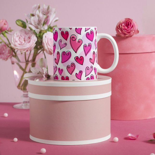 Mug Fille Coeurs Roses Cute Romantic Valentines Day (Créateur téléchargé)