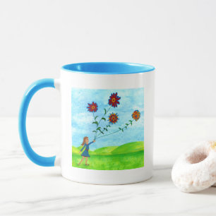 Mug Fille Colorée Avec Des Cerfs-Fleurs