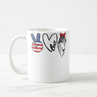 Mug Fille Cow-girls Americana Paix Amour Chevaux Cheva