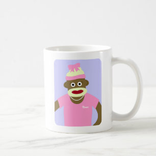 Mug Fille customisée de singe de chaussette de nom ou