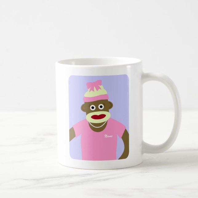 Mug Fille customisée de singe de chaussette de nom ou (Droite)