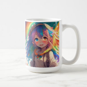 Mug Fille d'anime arc-en-ciel personnalisée et belle