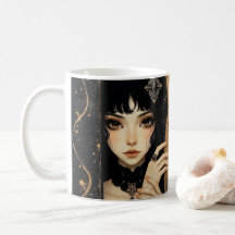 Fille d'anime gothique noir et or