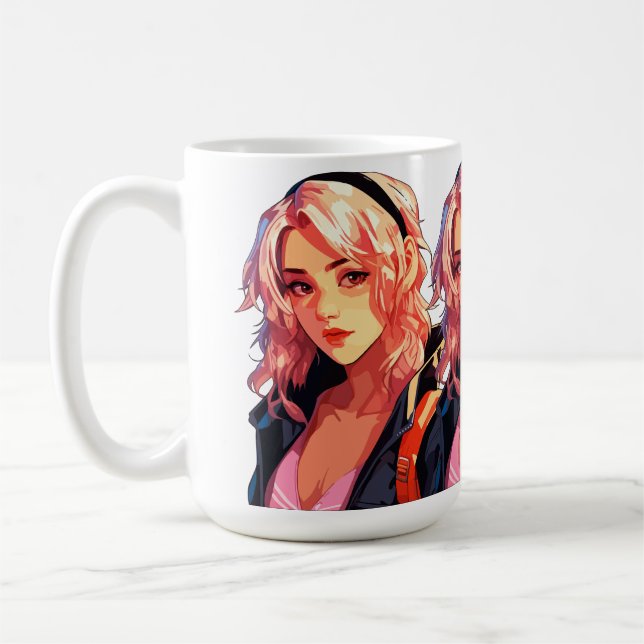 Mug Fille d'anime radieuse : Belle art manga (Gauche)