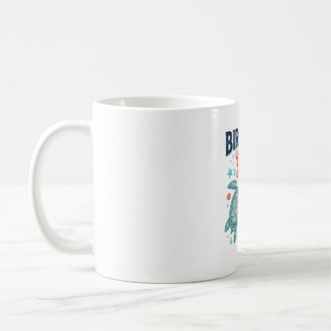 Mug Fille d'anniversaire 6 Tortue de mer Conception ve (Gauche)