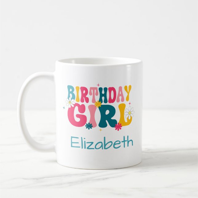 Mug Fille d'anniversaire avec nom personnalisé (Gauche)