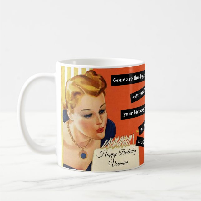 Mug Fille d'anniversaire personnalisée soufflant des b (Gauche)