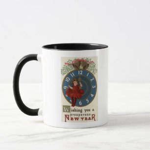 Mug Fille dans la séance rouge sur l'horloge