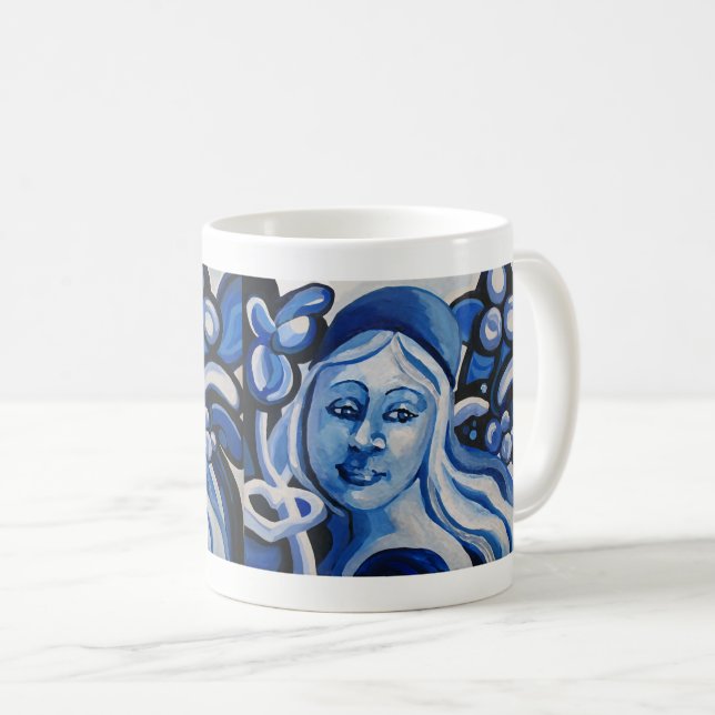 Mug Fille dans un casquette bleu (Devant droit)