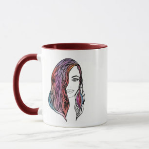 Mug Fille d'art en ligne fantaisiste Cheveux à l'aquar