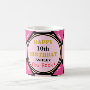 Mug Fille de 10 ans Nom Rose Or Tout ÂGE