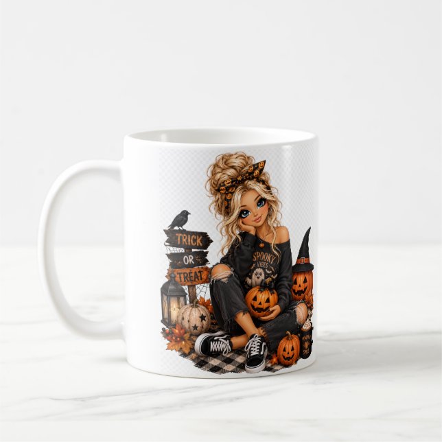 Mug Fille de citrouille d'Halloween (Gauche)