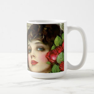 Mug Fille de glamour victorienne avec Rose rouge