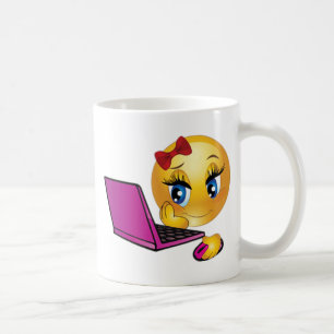 Mug Fille de l'Emoji d'Ordinateur Portable