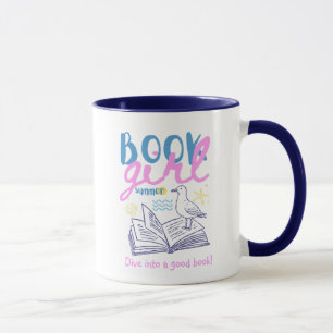 Mug Fille de livre Été Plage Goéland Personnalisé