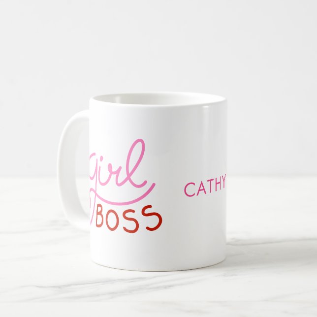 Mug Fille de marque personnalisée Boss Coeurs funky No (Devant gauche)