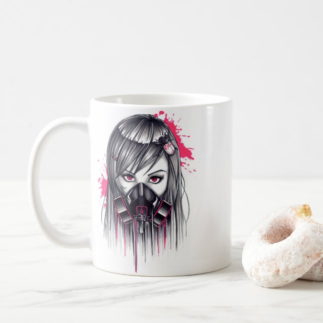 Mug Fille de Masque au gaz néon (Avec donut)