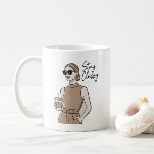 Mug Fille de mode chic Restez classe Esthétique minim