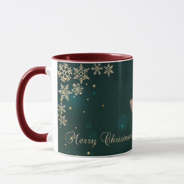 Mug Fille de Noël Vintage, Flocons de Neige (Gauche)