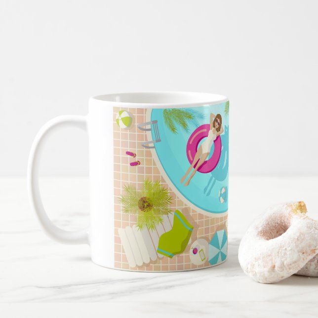 Mug Fille de piscine en bikini plage d'été (Avec donut)