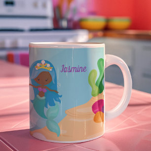 Mug Fille de sirène afro-américaine mignonne enfants p