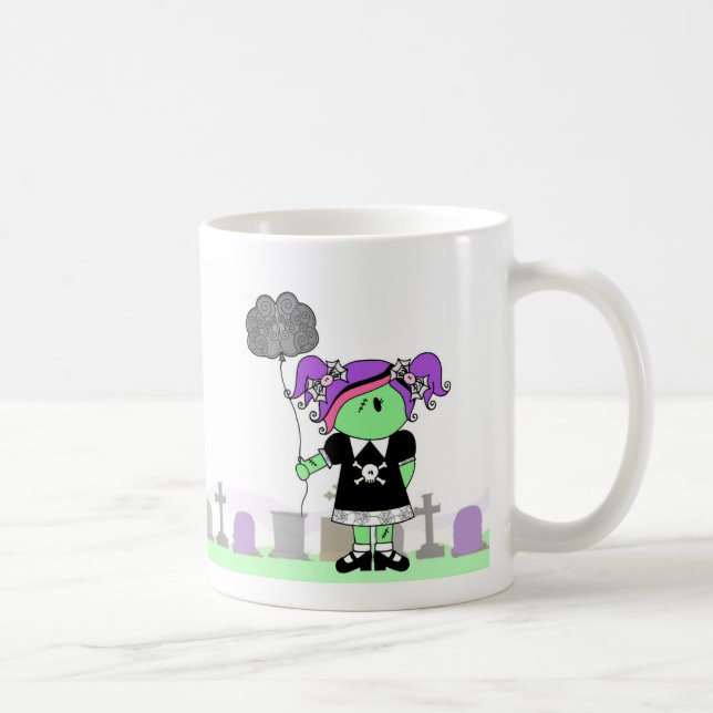 Mug Fille de zombi avec le ballon de cerveau dans la (Droite)