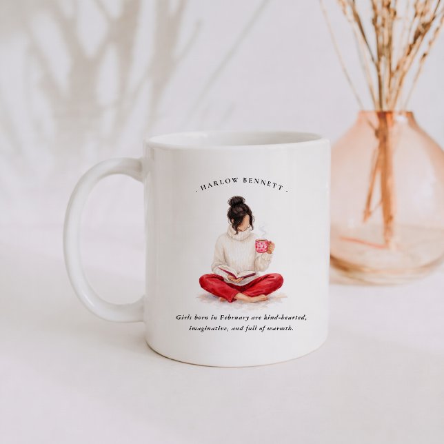 Mug Fille du mois de février | Monogramme  (Créateur téléchargé)