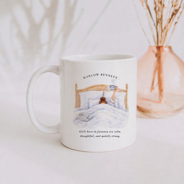 Mug Fille du mois de janvier | Monogramme  (Créateur téléchargé)