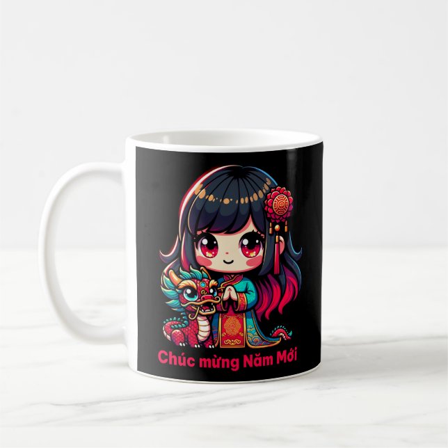 Mug Fille du Nouvel An vietnamien & Dragon Rouge (Gauche)