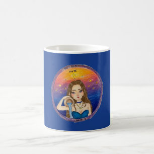 Mug Fille du Verseau Astrologie dans un Ciel Étoilé Bl