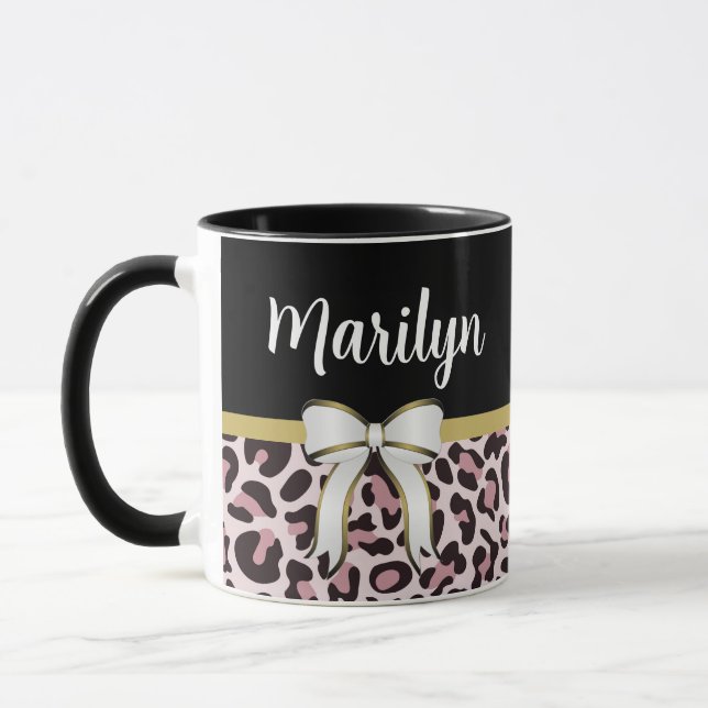Mug Fille élégante Imprimé léopard rose Fille féminine (Gauche)
