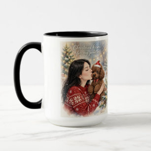Mug Fille embrassant un chiot caniche – Maman caniche