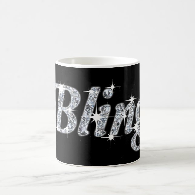 Mug Fille en argent diamant brillant Texte Bling (Centre)