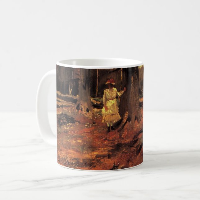 Mug Fille en blanc dans les bois par Vincent van Gogh (Devant gauche)