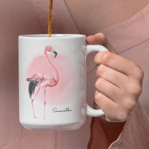 Mug Fille Flamant rose rose tropicale avec n'importe q