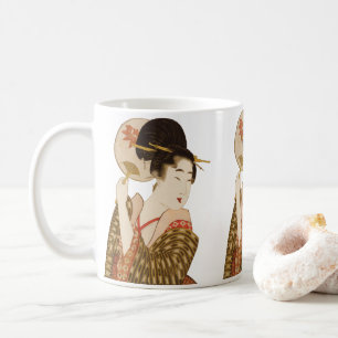 Mug Fille Geisha Japonaise Vintage en Kimono avec Éven