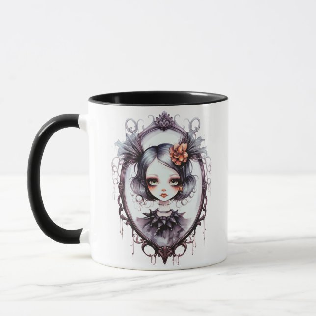 Mug Fille gothique dans miroir victorien Halloween (Gauche)