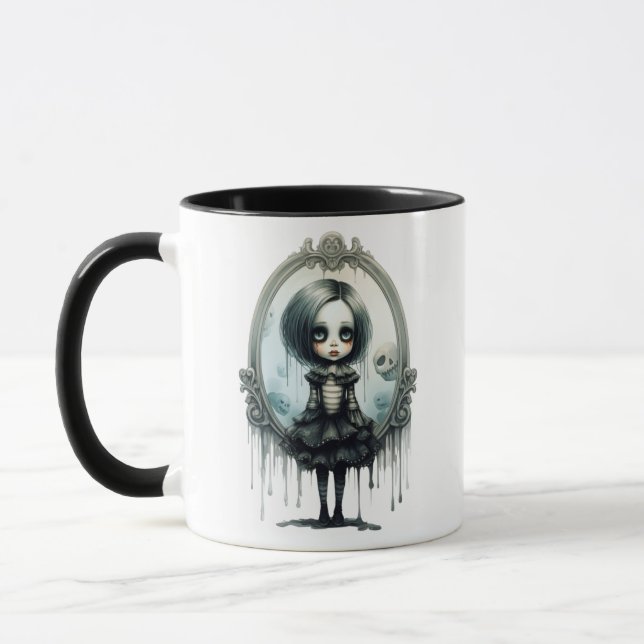 Mug Fille gothique dans miroir victorien Halloween (Gauche)