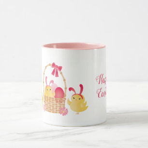 Mug Fille Joyeux Poussins de Pâques rose