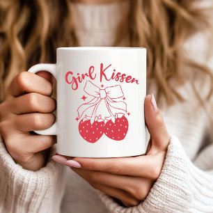 Mug Fille Kisser Pride-mignonne Coquette fraise Lesbie