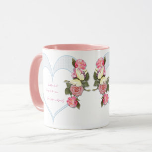 Mug Fille mère's Day rose fleuri Coeur